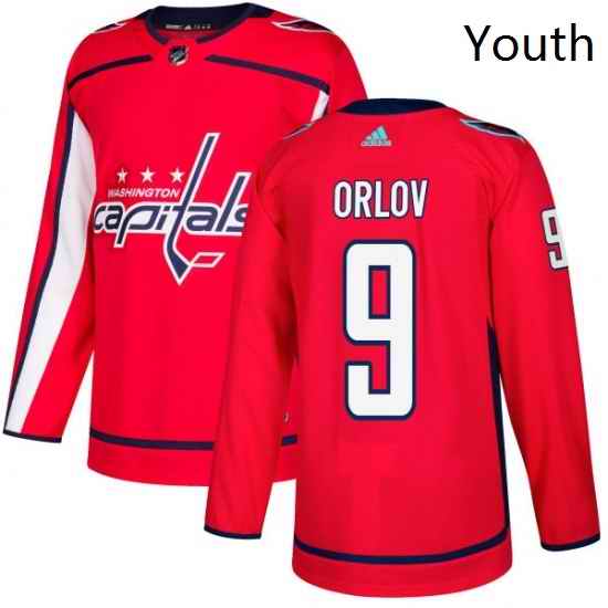 Youth Adidas Washington Capitals 9 Dmitry Orlov Authentic Red Home NHL Jersey